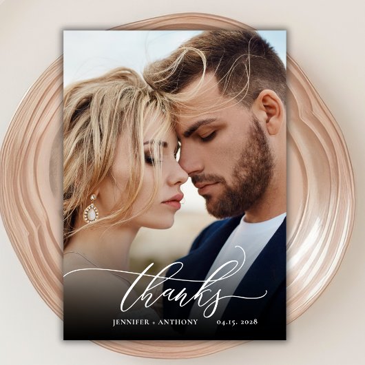Chique Bedankt Script 2 Foto Bruiloft Dank u Kaart