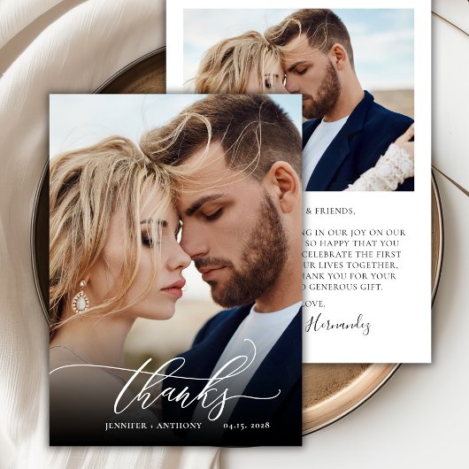 Chique Bedankt Script 2 Foto Bruiloft Dank u Kaart