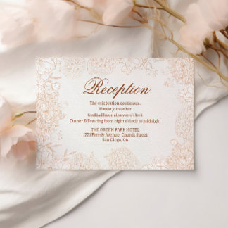 Chique Beige Bloemige Ontvangst Details Kaart Eleg