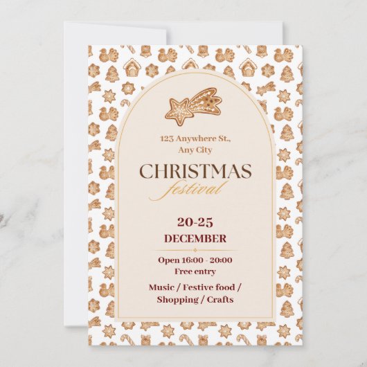 Chique beige, bruin, geïllustreerd ontbijtkoek kaart (Voorkant)