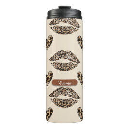 Chique beige en zwart luipaardprint thermosbeker