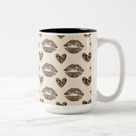 Chique beige en zwart luipaardprint tweekleurige koffiemok