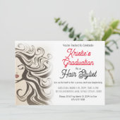 Chique Beige Hair Stylist Graduation Party Retro Kaart (Staand voorkant)