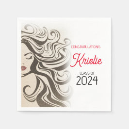 Chique Beige Hair Stylist Graduation Party Retro Servet