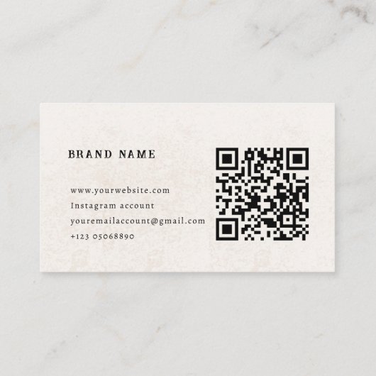 Chique Beige ontwerp met Elegant Fonts & QR Code Contactkaartje (Achterkant)