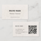 Chique Beige ontwerp met Elegant Fonts & QR Code Contactkaartje (Voorkant / Achterkant)