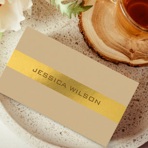 Chique beige pastel aards gouden lijst visitekaart visitekaartje