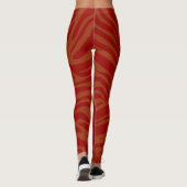 Chique beige & rode zebra print patroon leggings (Achterkant)