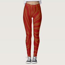 chique beige & rode zebraprint patroon leggings