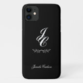Chique belettering grafisch gebladerte zwart Case-Mate iPhone case (Achterkant)