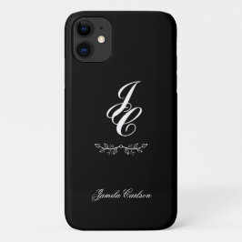Chique belettering grafisch gebladerte zwart Case-Mate iPhone case