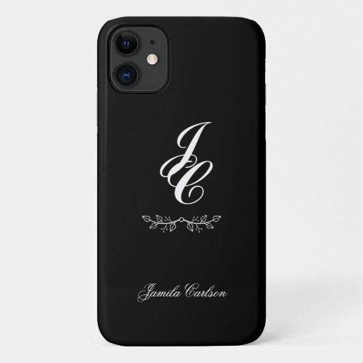 Chique belettering grafisch gebladerte zwart Case-Mate iPhone case (Achterkant)