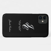 Chique belettering grafisch gebladerte zwart Case-Mate iPhone case (Achterkant (horizontaal))