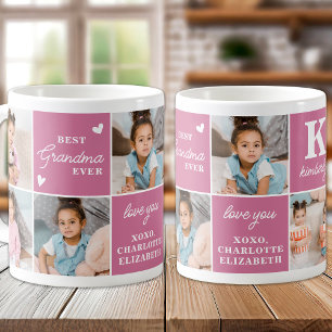 Chique Beste GRANDMA Ever Custom 7 Roze Fotocollag Koffiemok