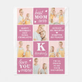 Chique Beste MOM Ooit Custom Roze 7 Fotocollage Fleece Deken (Voorkant)