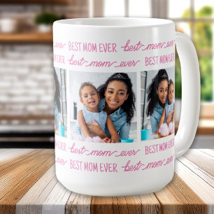 Chique Beste MOM Ooit Gepersonaliseerd Roze 4 Foto Koffiemok