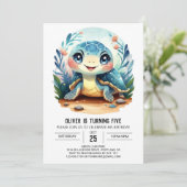 Chique betoverde blauwe schildpad jongen verjaarda kaart (Staand voorkant)