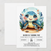 Chique betoverde blauwe schildpad jongen verjaarda kaart (Voorkant / Achterkant)