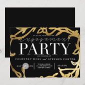 Chique Betrokkenheid Partij | Gouden Bloemen Kaart (Voorkant / Achterkant)