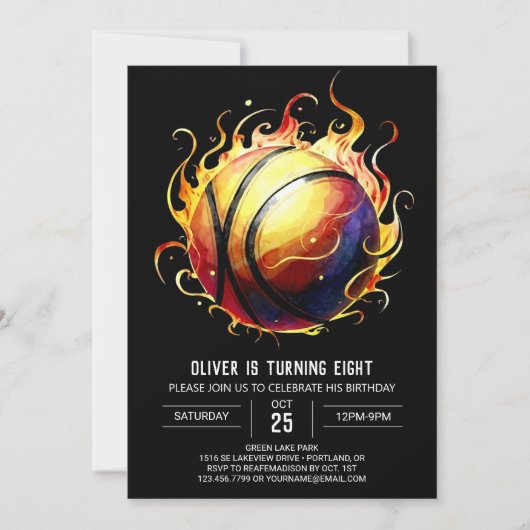 Chique bewerkbare leuke basketbal verjaardag kaart (Voorkant)