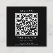 Chique Black Business Logo QR Code Bedankt Kortingskaartje (Achterkant)