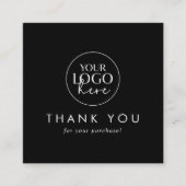 Chique Black Business Logo QR Code Bedankt Kortingskaartje (Voorkant)