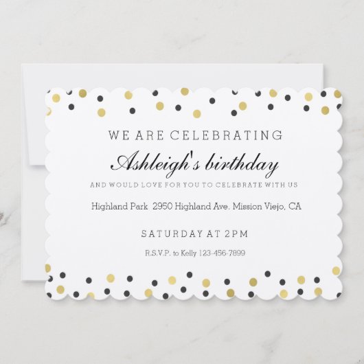 Chique Black en Gold Confetti verjaardag Kaart (Voorkant)