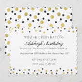 Chique Black en Gold Confetti verjaardag Kaart (Voorkant / Achterkant)