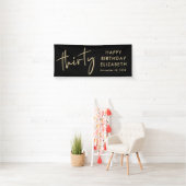 Chique Black Gold 30e Verjaardagsfeest Spandoek (Insitu)