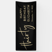 Chique Black Gold 30e Verjaardagsfeest Spandoek (Verticaal)