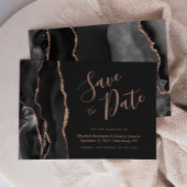 Chique Black Rose Goud Agate Donker Save the Date Kaart