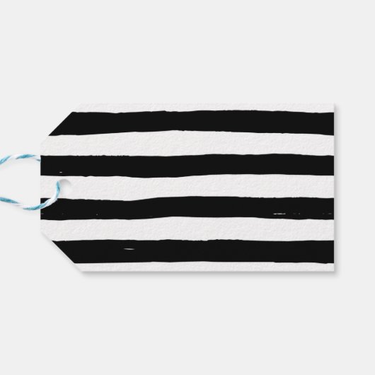 Chique Black & White Stripes Verlovingsfeest Cadeaulabel (Achterkant Horizontaal)