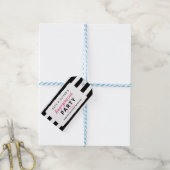 Chique Black & White Stripes Verlovingsfeest Cadeaulabel (Met Touw)