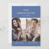 Chique blauw Afstudeerder Pet foto Dubbele Graduat Kaart (Achterkant)