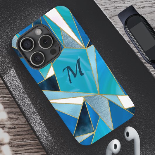Chique blauw aqua blauwgroen abstract geometrisch Case-Mate iPhone case