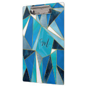 Chique blauw aqua blauwgroen abstract geometrisch klembord (Links)
