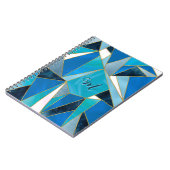 Chique blauw aqua blauwgroen abstract geometrisch  notitieboek (Linkerzijde)
