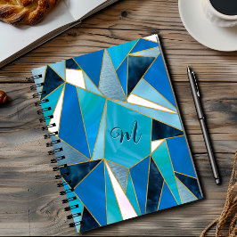 Chique blauw aqua blauwgroen abstract geometrisch  notitieboek