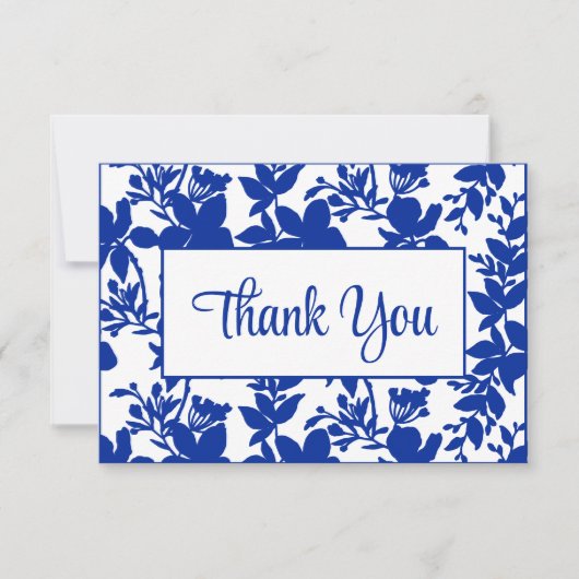 Chique Blauw Bloemen 65e Verjaardagsfeestje Bedankkaart (Voorkant)