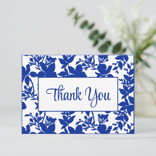 Chique Blauw Bloemen 65e Verjaardagsfeestje Bedankkaart (Staand voorkant)