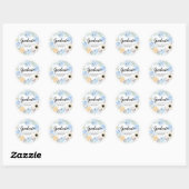 Chique Blauw Bloemen Afstuderen Envelopzegel Ronde Sticker (Vel)