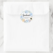 Chique Blauw Bloemen Afstuderen Envelopzegel Ronde Sticker (Tas)