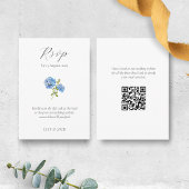 Chique Blauw Bloemen Hydrangea Bruiloft RSVP Informatiekaartje