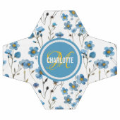 Chique blauw bloemenpatroon monogram naam voetbal (Enkel)