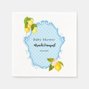 Chique blauw & Citrus citroen Baby shower Servet