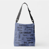 Chique blauw denim megasteden van de wereld gooien crossbody tas (Voorkant)