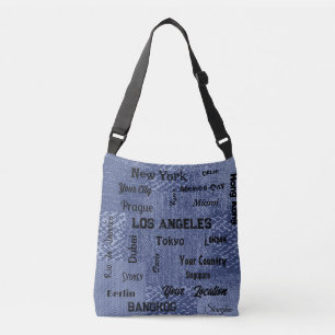 Chique blauw denim megasteden van de wereld gooien crossbody tas
