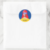 Chique blauw en classy vrouw ronde sticker (Tas)