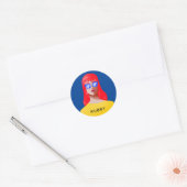 Chique blauw en classy vrouw ronde sticker (Envelop)
