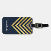 Chique blauw en Faux Gold geometrisch Bagagelabel (Voorkant horizontaal)